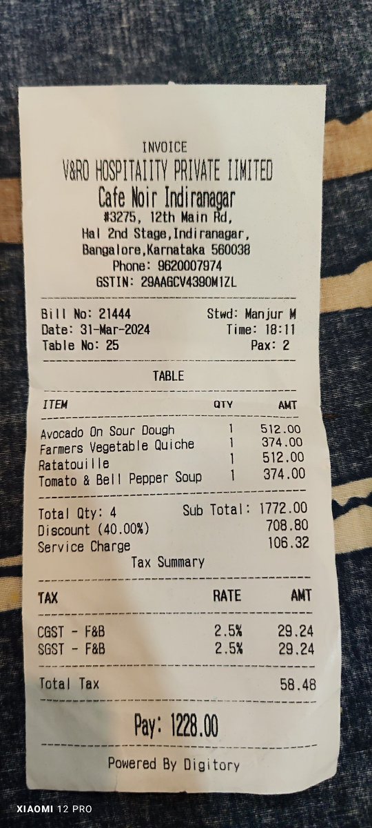 rajgopalsinghal's tweet photo. Lunch at Cafe Noir. 
Availed eazy diner 50+25% off. 
Total bill around ₹200O after @eazydiner discount paid only ₹940 https://t.co/bBUeyCJTZz