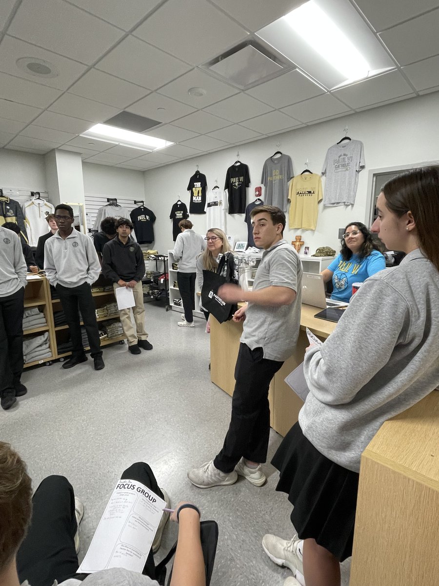 🛒🛍️ Mrs. Brandow's Introduction to Marketing class visited the Panther Den during their unit on market research. As they learned about focus groups, the class provided feedback on merchandise &amp; store layout, suggested future products &amp; brainstormed ideas for marketing.