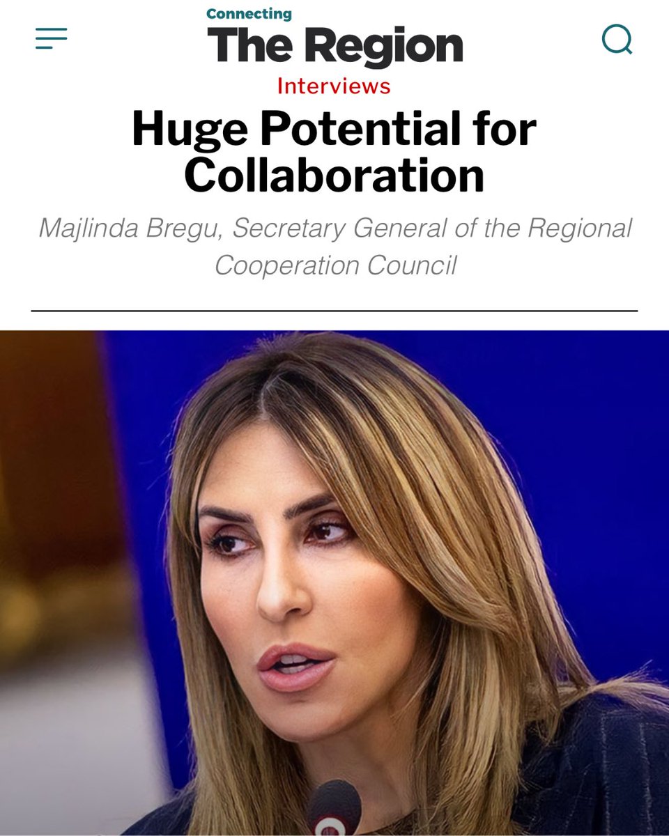 RCC SG @MajlindaBregu on the Green Agenda for the Western Balkans, energy transition, security, rule of law, the new phase of the #CommonRegionalMarket and more in an interview for @connectregion ⏭️ Shifting to green: Huge Potential for Collaboration Read the full interview 👉🏻