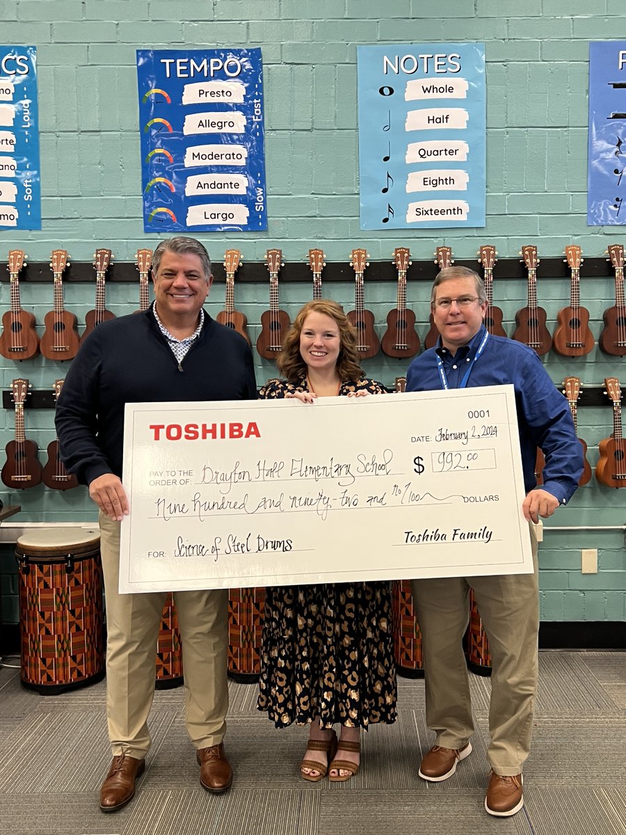 Congrats, Ms. Wald @DRAYTONHALL ELEMENTARY, for receiving $992 from the Toshiba America Foundation for her Science of Steel Drums project, which her students to learn and explore the science of sound in both their core and music classes.🥳🥁 More info at toshiba.com/taf