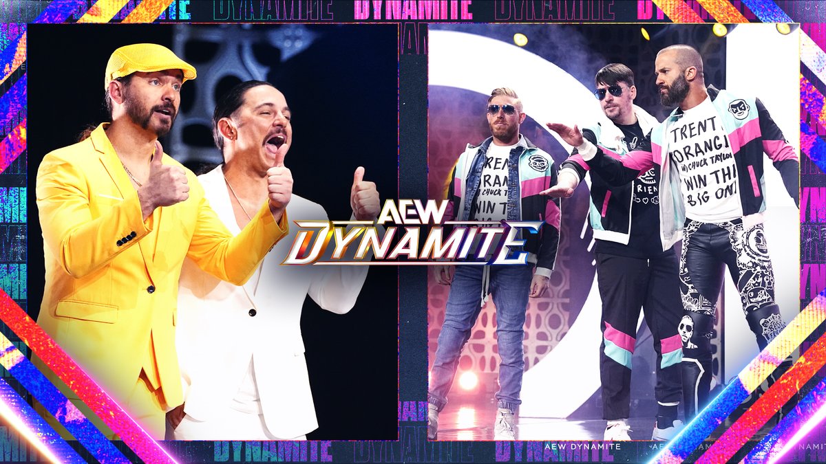 THIS WEDNESDAY @DCUCenter | Worcester, MA #AEWDynamite LIVE 8pm ET/7pm CT | @TBSNetwork #AEW World Tag Team Championship Tournament Semifinals EVPs Matthew & Nicholas Jackson @youngbucks vs Best Friends @orangecassidy @trentylocks! Who will go on to the finals at #AEWDynasty?