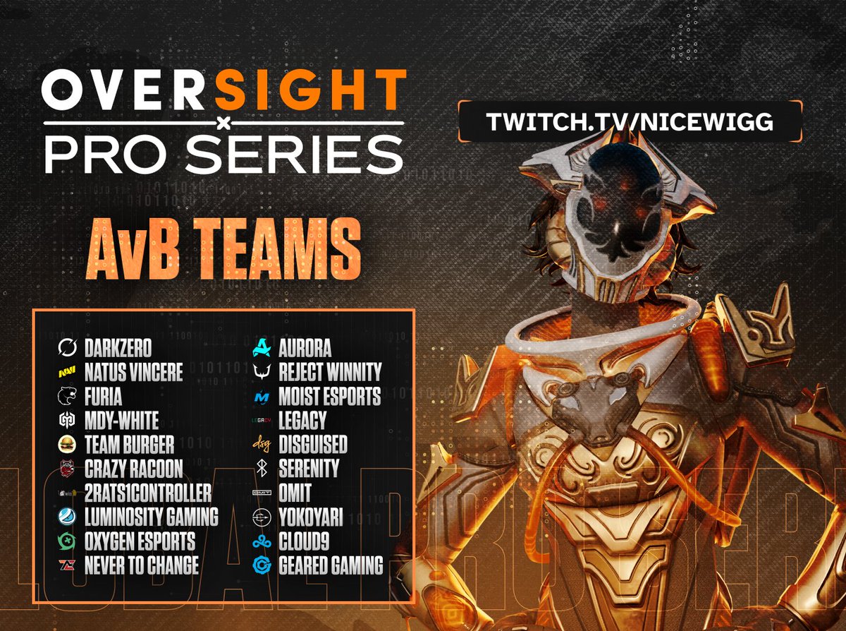 The Oversight Pro Series begins TODAY! #oversightproseries The first match features Group A and Group B but MST will be subbing for TYK and FUR will be subbing for KN. You can watch it all go down live on @NiceWigg's Twitch channel at 7:00am PT.
