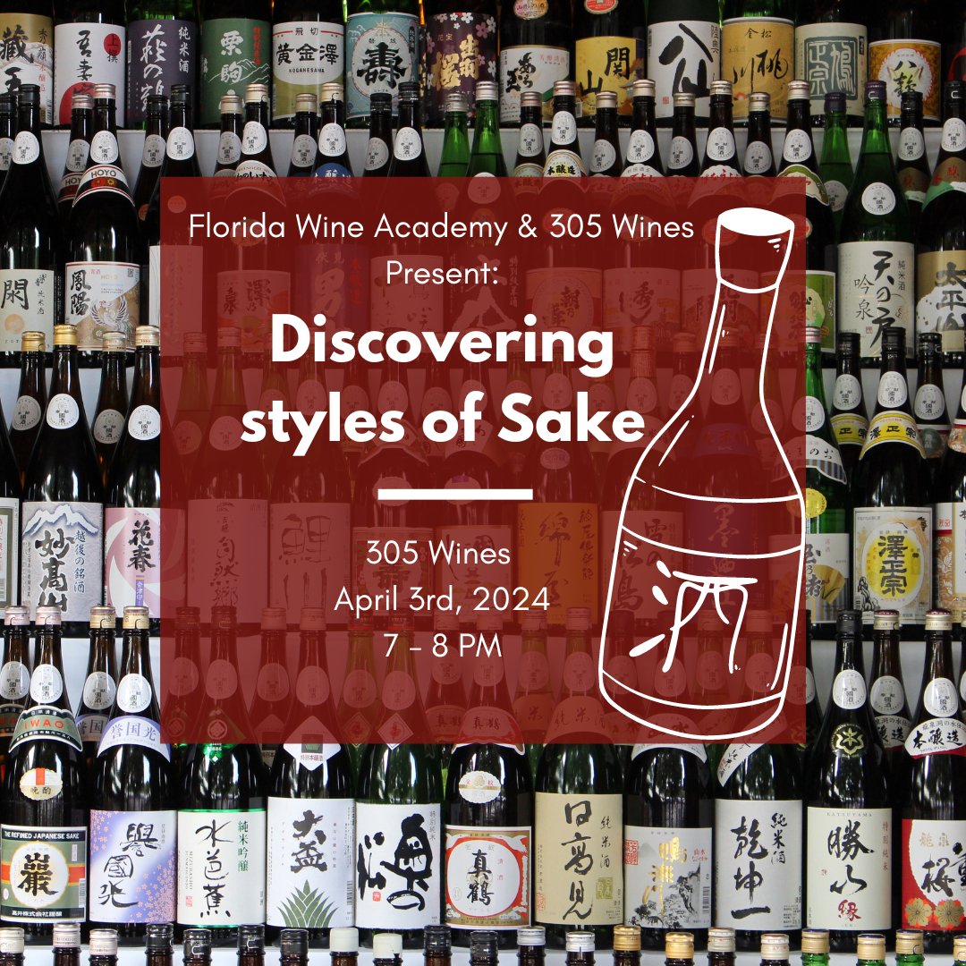 Curious about Sake? Join us at 305 Wines on 04/03 for an exclusive Sake tasting led by Master Sommelier Guilherme 'William' de Macedo. Discover the art of Sake with premium selections, food pairings, and expert insights. Limited seats! Register: floridawineacademy.com/product/discov…