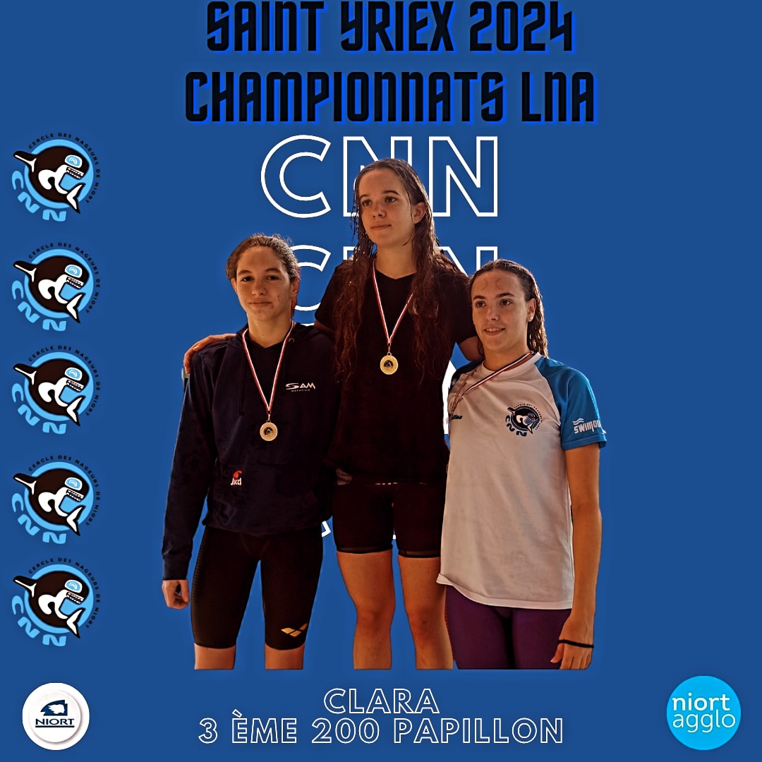 3 ème podium pour Clara sur 200 mètres Papillon <a href="/Mairie_Niort/">Ville de Niort</a> <a href="/NiortAgglo/">Niort Agglo</a> <a href="/e_niort/">e_niort</a> <a href="/coNiort/">Le Courrier de l'Ouest Niort</a> <a href="/79Sports/">NR Sports 79</a>