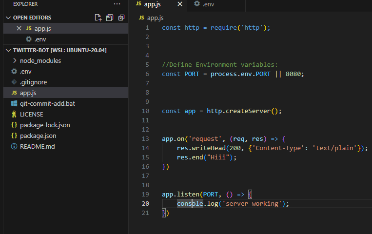 newtoncodes's tweet photo. Project files all set. Created a basic node server using core http module just to  check everything is working fine and committed everything to git repo. Now i will be going through twitter developer docs.
https://t.co/sGOhYJK6hp
#100devs #cs50 #100DaysOfCode https://t.co/3m3OqoOAKn