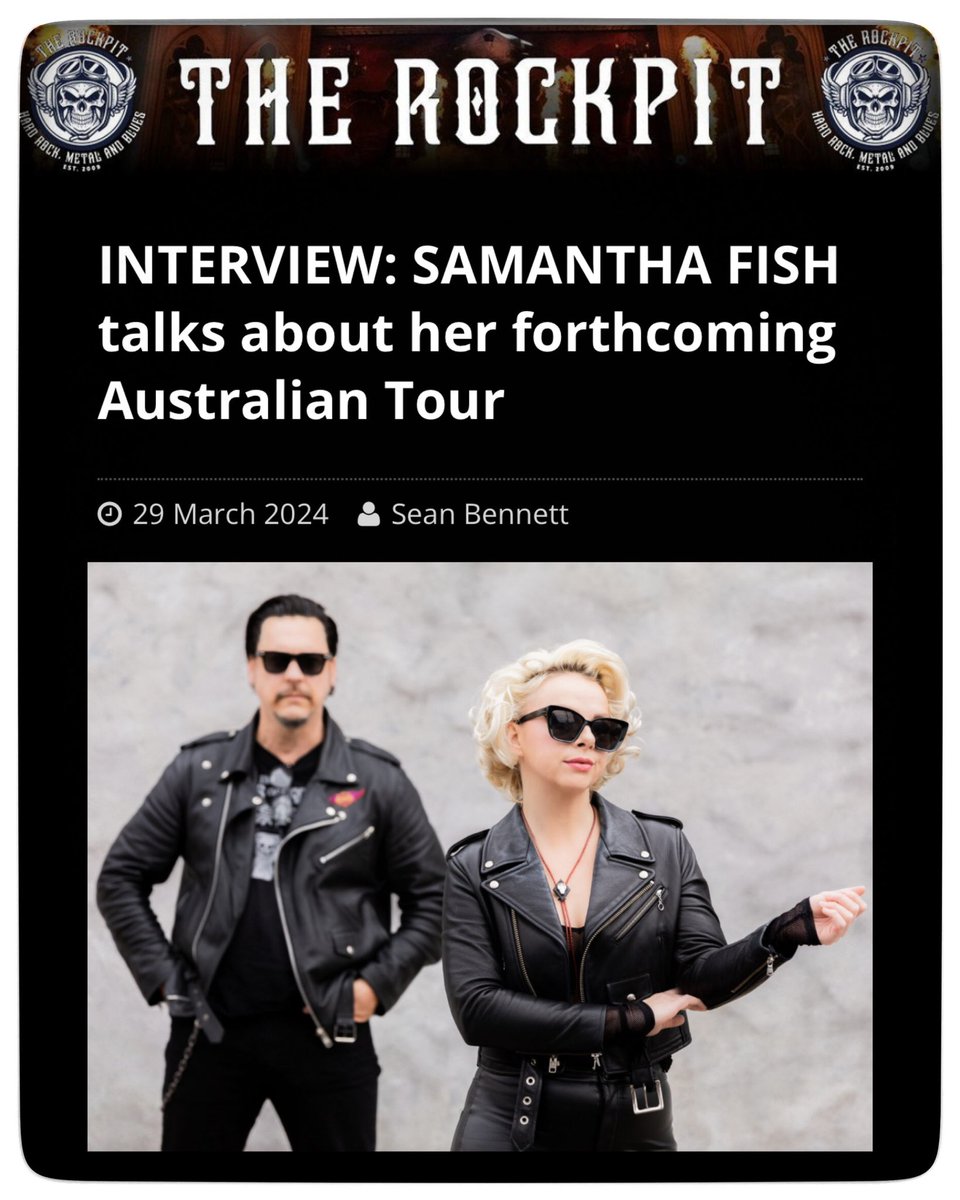 🎙️ INTERVIEW @TheRockpit_net: We caught up with Samantha ahead of her May return to Australia, this time bringing 'Death Wish Blues' cohort @JesseDayton for a series of shows across the country to celebrate their Grammy nominated 2023 album. 📖 therockpit.net/2024/interview…