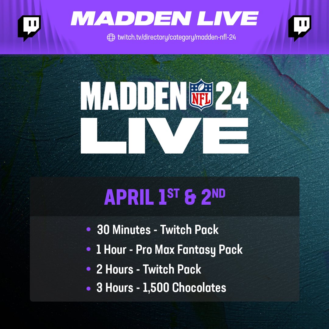 Madden Live drops are available to earn today and tomorrow ‼️
