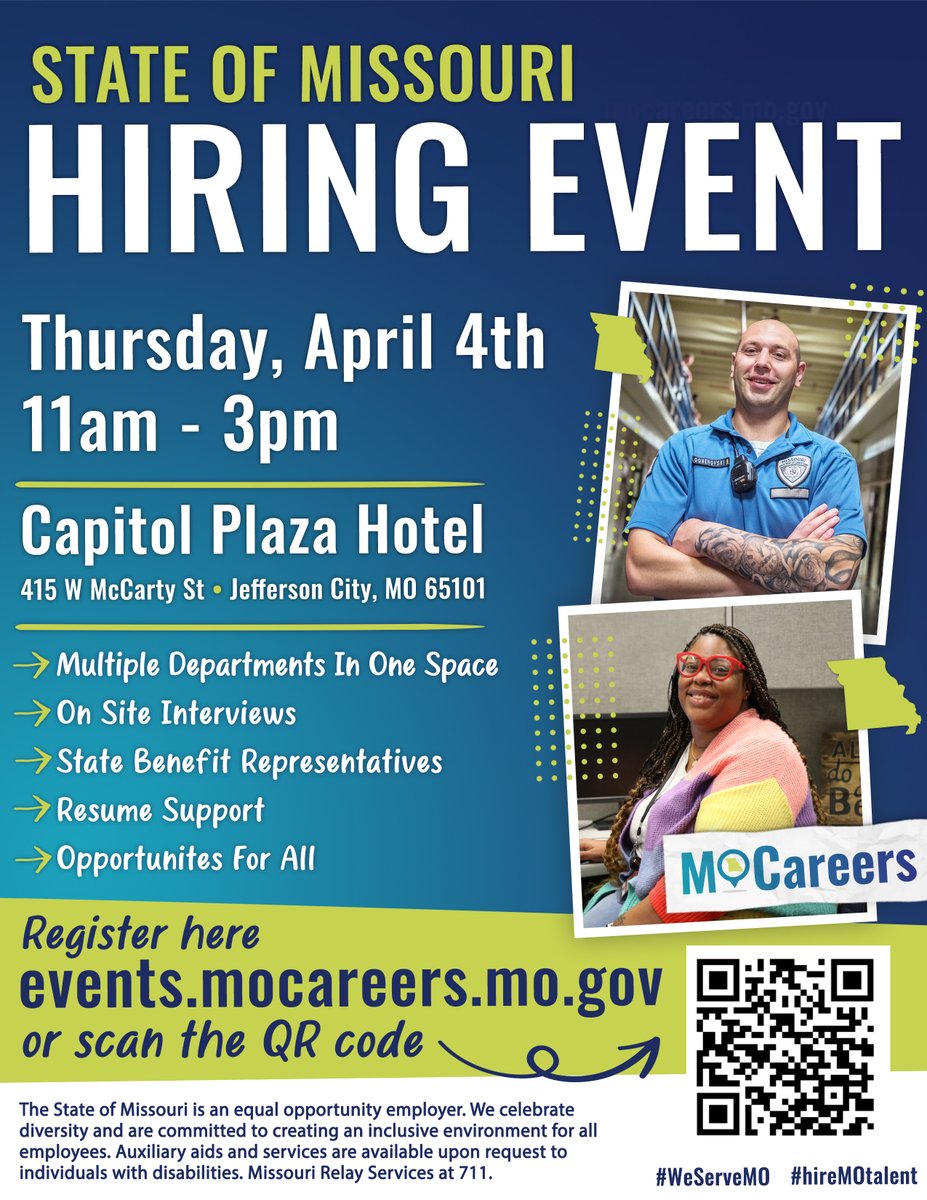 Join us on April 4 to learn more about career opportunities with the Missouri State Auditor's Office. #WeServeMO #hireMOtalent