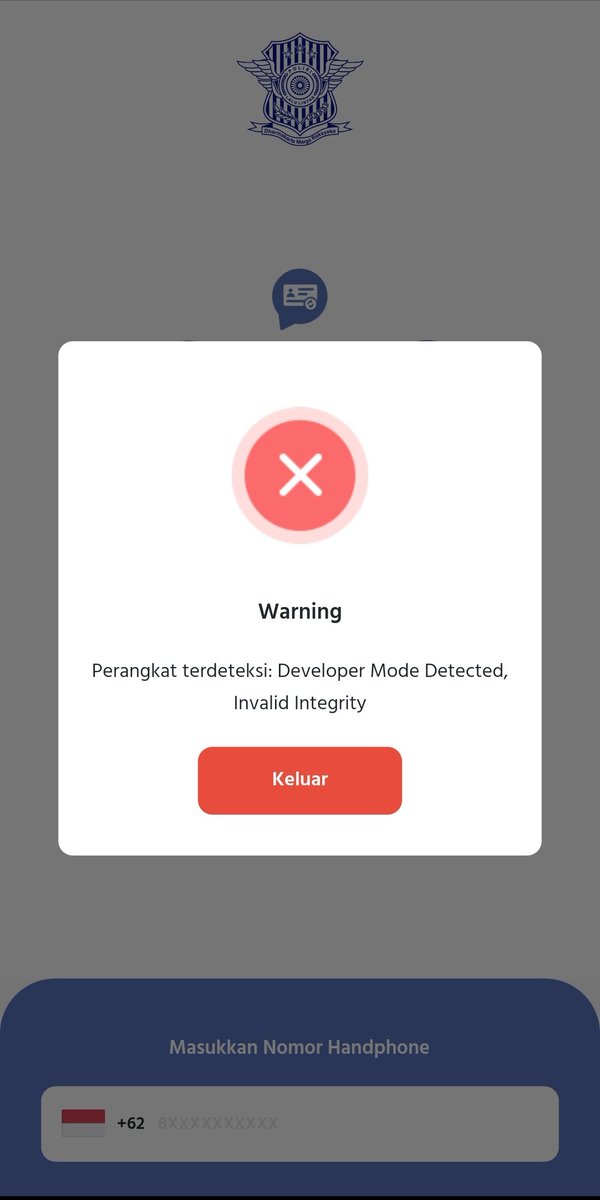 Info min <a href="/korlantasid/">Digital Korlantas</a> , emang sudah ndak bisa pakai device yg developer modenya aktif?