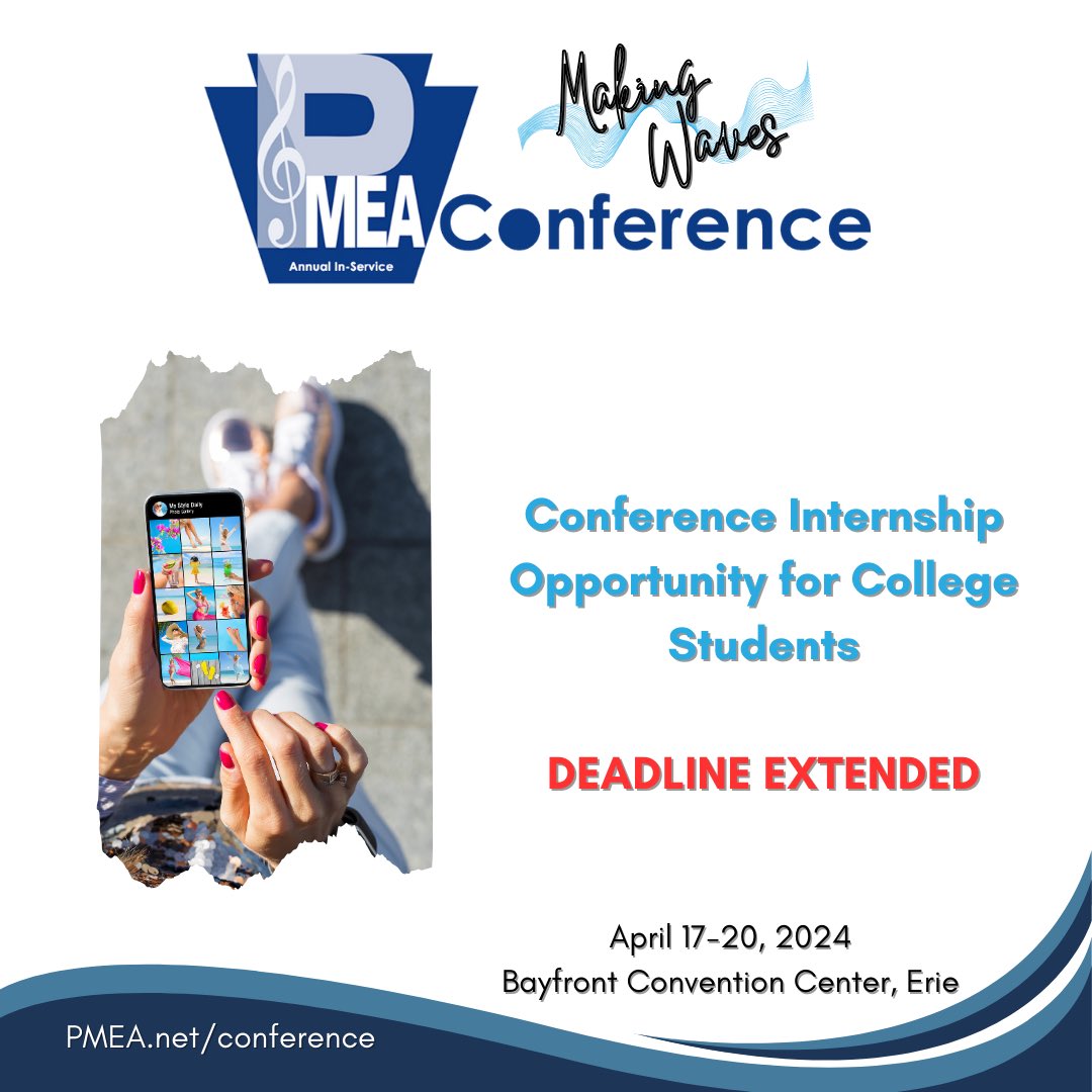 We've extended the deadline until tomorrow (April 2nd) for any Pennsylvania Collegiate Music Educators Association members that would like to apply to be a social media intern at the PMEA Conference. Find all of the details and sign up at: docs.google.com/forms/d/e/1FAI…
