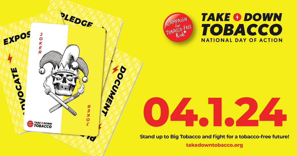 We love to see youth standing up for a healthier future on #TakeDownTobacco National Day of Action. We join with them and <a href="/TobaccoFreeKids/">Campaign for Tobacco-Free Kids</a> in calling for more action to protect our kids and communities from tobacco. Learn more at takedowntobacco.org/day-of-action
