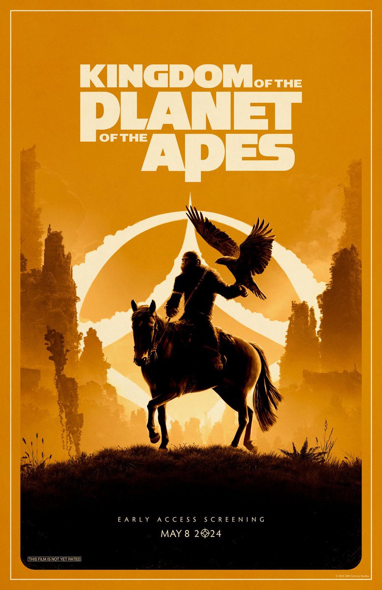 New poster alert! Very happy to have continued my Apes series of posters with this new official art for Kingdom Of The Planet Of The Apes. Posters will be available at early access screenings. I love the Apes movies and can’t wait for this new one…