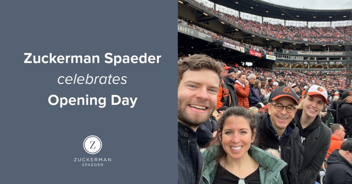 At @ZS_law, we take baseball seriously. Pictured here, Baltimore office team members, Bryan Thomson, Sara Lawson, Martin Himeles, and Samantha Miller help the Orioles to kick off the 2024 season. Go O’s! #ZSSports #MLB #OpeningDay