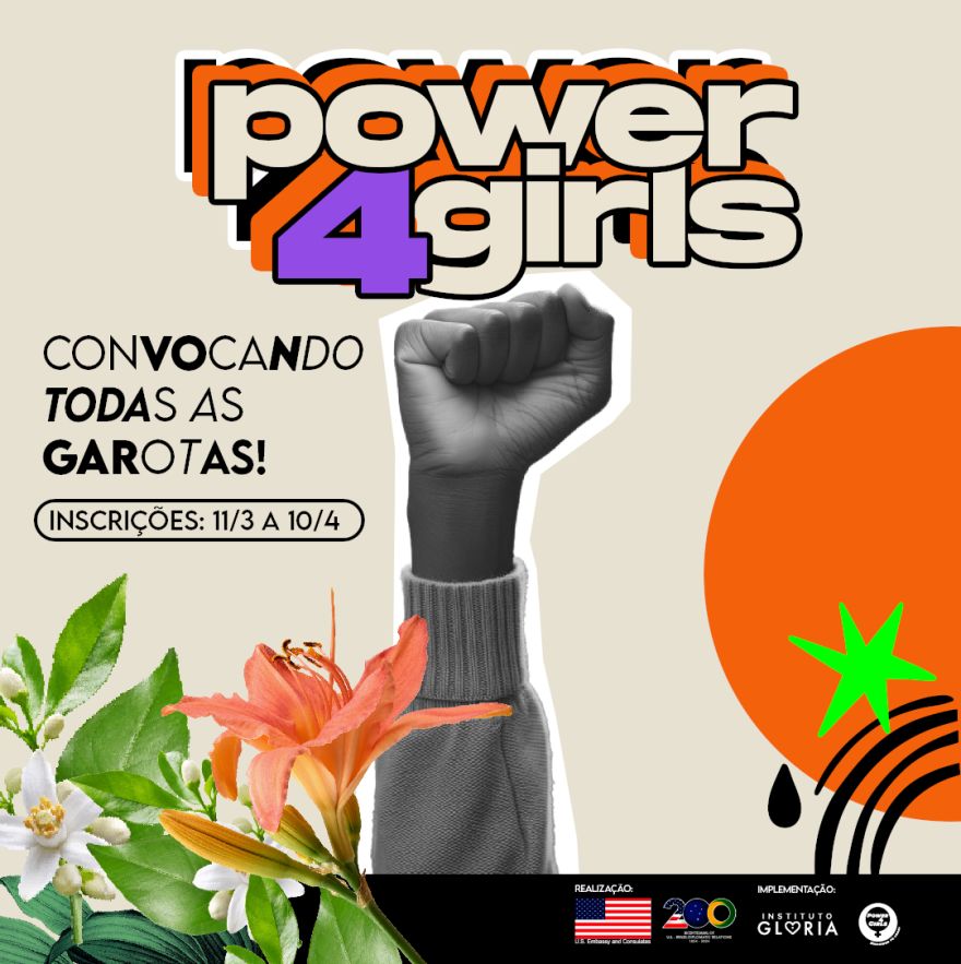 📣 Meninas, atenção‼️
✊ Até o dia 10 de abril, estão abertas as inscrições para o Programa Power4Girls. Podem se inscrever estudantes do Ensino Médio de escolas técnicas/tecnológicas federais ou estaduais ou de escolas técnicas sem fins lucrativos, entre 15 e 18 anos.