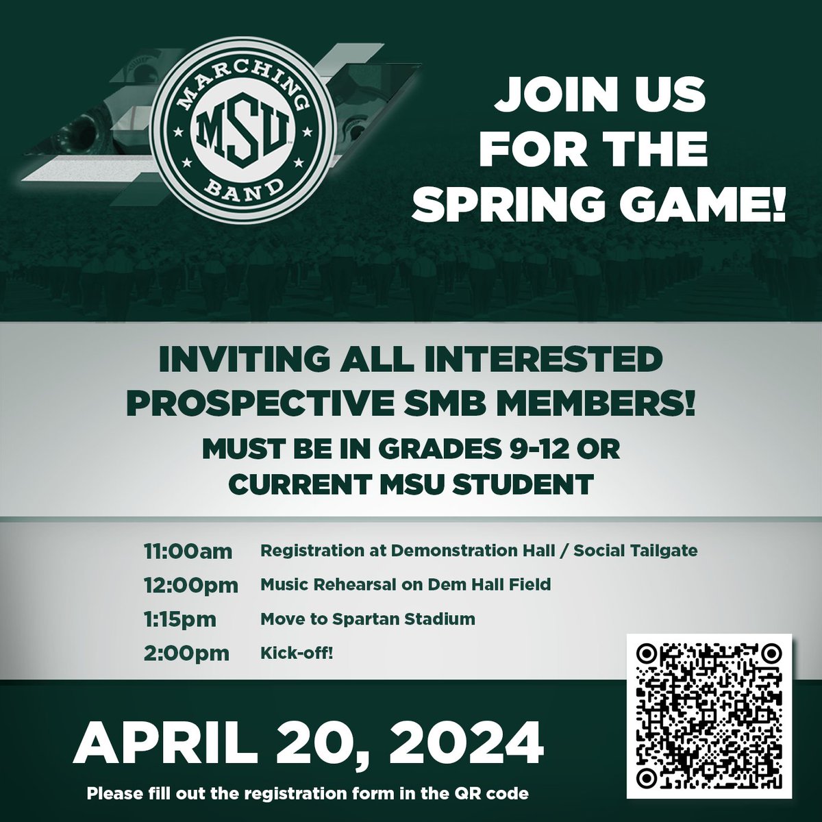 Join us the for the <a href="/MSU_Football/">Michigan State Football</a> spring showcase game!  #GoGreen