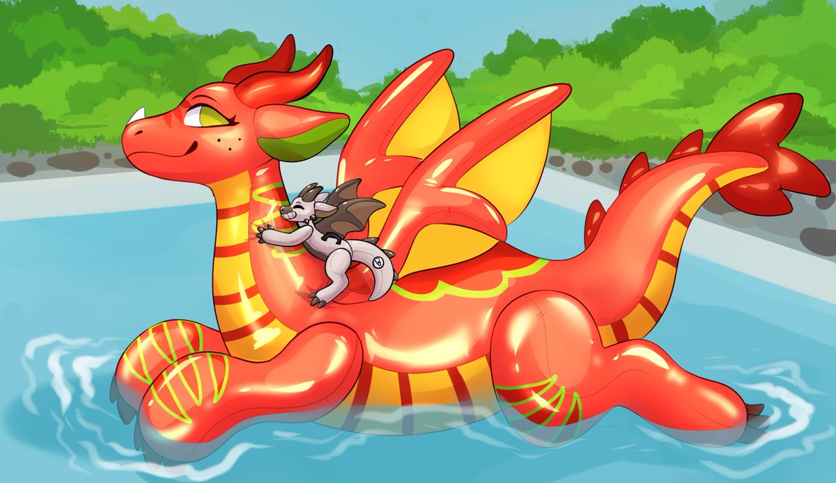 What is better than a pooltoy dragon? More pooltoy dragons spending time together. Looks like Daer is spending a good time laying on Fya. Let's hope no one will try to end this. ^^ Art by @SonnenDema Daer © mine