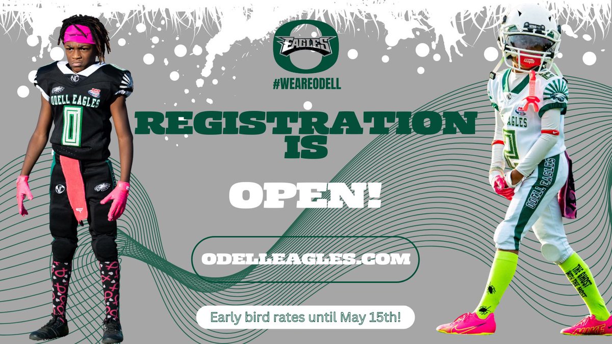 odelleaglesfb's tweet photo. Registration is open! https://t.co/UZZrIQ6qGj
#weareodell #youthfootball #concordnc #charlottenc #charlotte #cabarruscounty https://t.co/L7hHXr42HB