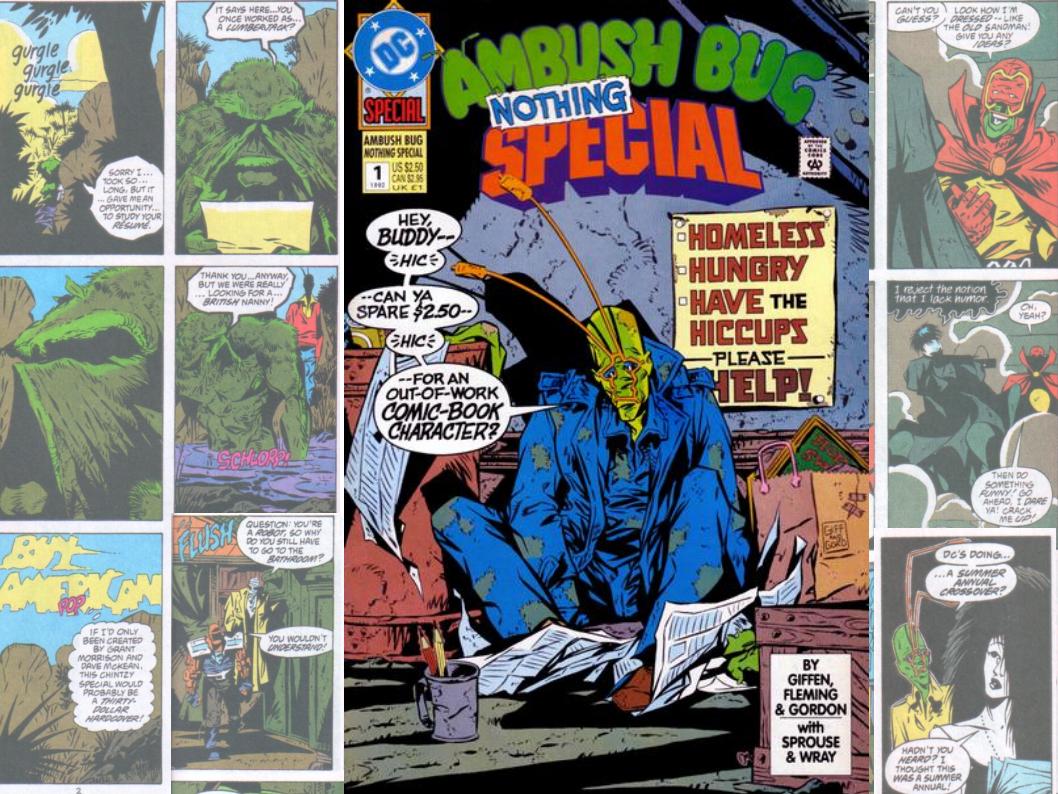 It's #AprilFoolsDay, and I'm already feeling a little Vertigo, as is Ambush Bug with his Nothing Special with Swamp Thing, Doom Patrol, Sandman and Death. #HumorComicsMonth davescomicheroes.blogspot.com/2024/04/april-…