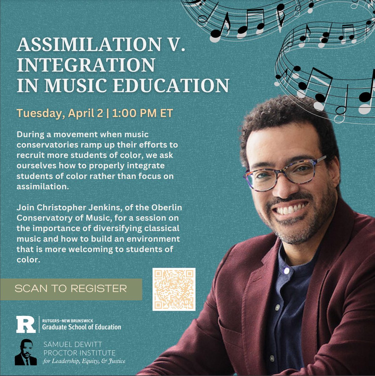 Don't miss out! Join @SDPInstitute for tomorrow's webinar with one of our Aspiring Leaders, Christopher Jenkins! 🎶 Learn how we can foster a more inclusive space for students of color in #classicalmusic education. Register: bit.ly/3Tt3CMU #MusicEducation #Diversity