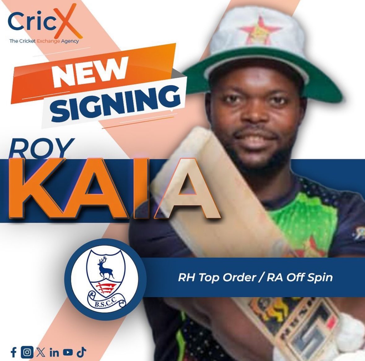 bishcricket's tweet photo. BSCC are delighted to announce the signing of Roy Kaia for the 2024 season 🙌🏼 Roy is a top order batsman and has been one of Zimbabwe’s most profiled all rounders in domestic cricket, back home 🇿🇼 We can’t wait to welcome Roy to Cricketfield Lane 🏏
#bishopsstortfordcricketclub https://t.co/6d93fwexjX