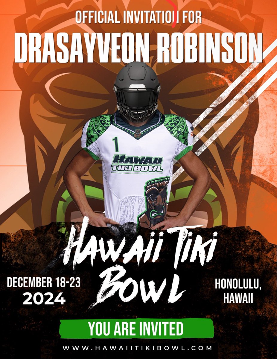 Blessed to be invited to play in the Hawaii Tiki Bowl this December! @HawaiiTikiBowl @BenLBailey @NicholasSearcy4 @N_H_S_Football