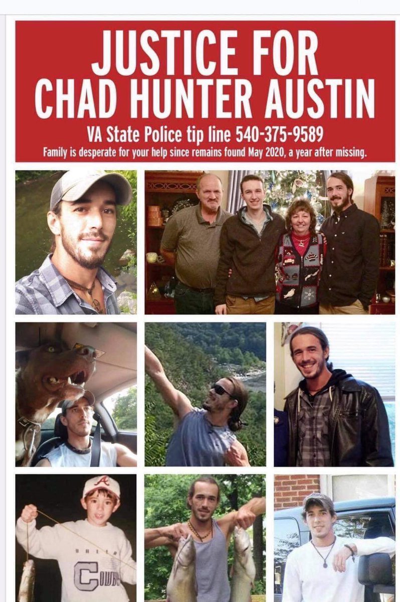 Justice for Chad Austin
#chad #Virginia #unsolvedmurder #Crime #police #rockbridgecountyva #family #UnsolvedDeath #mothers #fathers #StatePolice #tipster #TipTuesday #Contact #informationsharing #information #someone