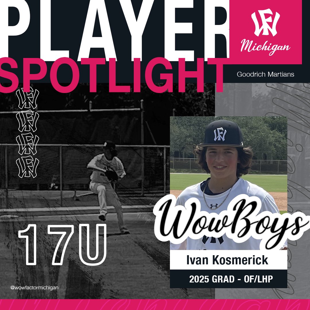Player Spotlight⭐️ @ivankosmerick Grad Year: 2025 Team: Wow Factor Michigan 17U Coach: Jim Kosmerick High School: Goodrich 'I joined Wow Factor because it is a great organization focused on getting players to the next level.” #WowBoys @WowFactorNation @WFNorthNational
