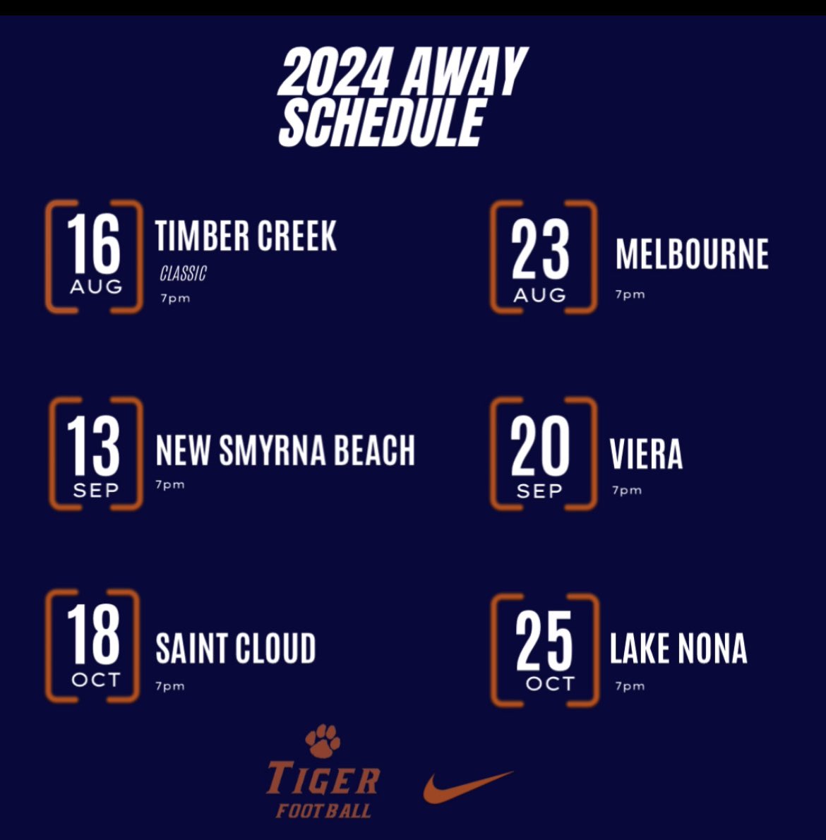 ‼️SCHEDULE ALERT ‼️ 

Our Official Home and Away opponents for the 2024 Football Season

#Gotigers #Getbetter
