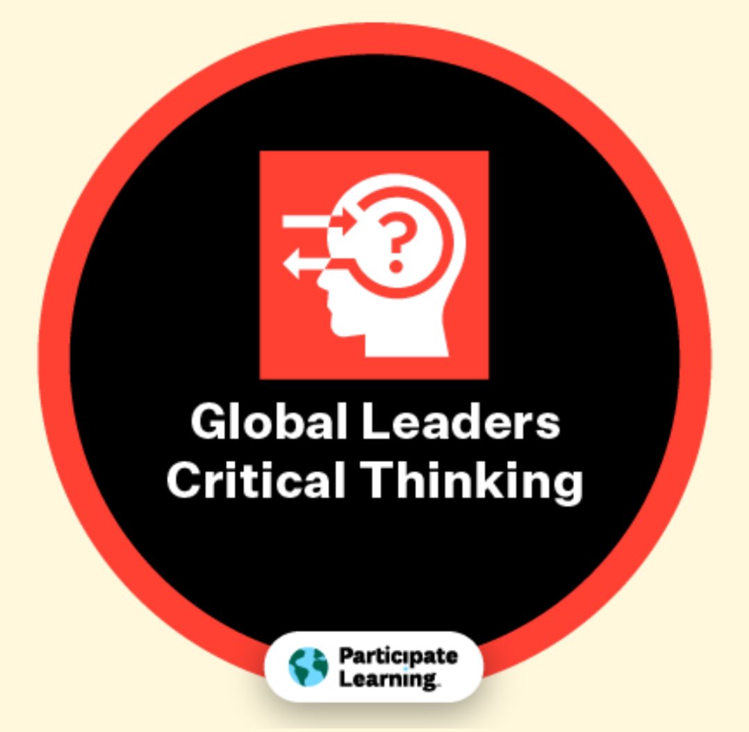 I've been awarded a credential for completing Critical Thinking: Secondary! @ParticipateLrng #UnitingOurWorld #GlobalLeaders at @gregory_elem