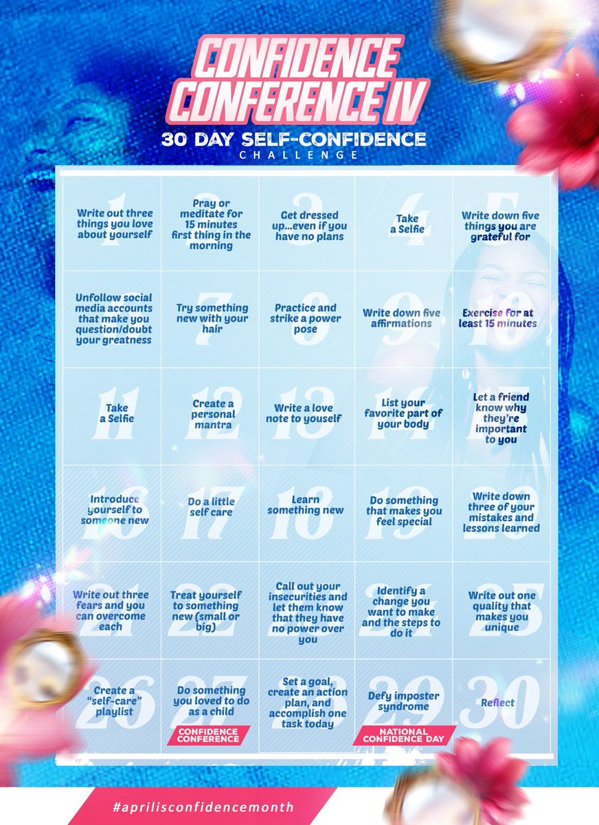 Meet_Chantel's tweet photo. April is Confidence Month 🌷 Join the 30-Day Self-Confidence Challenge and join us on April 27th for what I know will be one for the books ✨💙 Message for the link to reserve your spot! #confidencemonth #selfconfidencechallenge https://t.co/xwdL5GwaZJ