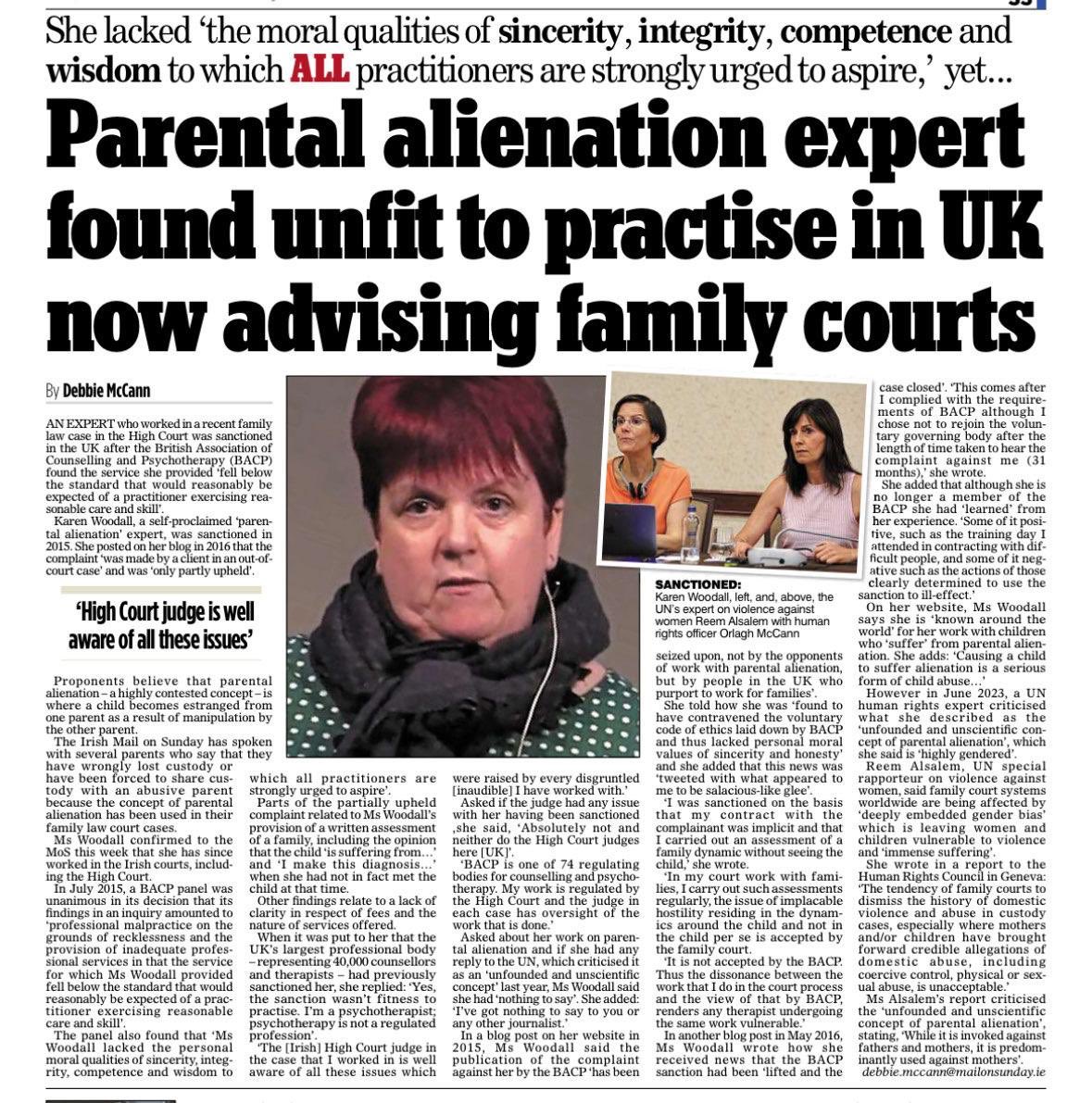 #FamilyCourt #ZeroTolerance Karen Woodall failed psychotherapist. Does she work in Irish Family Courts under close supervision from High Court Judge? Any of your members/clients paying her? @tusla @lawyers_ireland @DeptJusticeIRL @caidreamh @SLACork @IASW_IRL @CourtsServiceIE