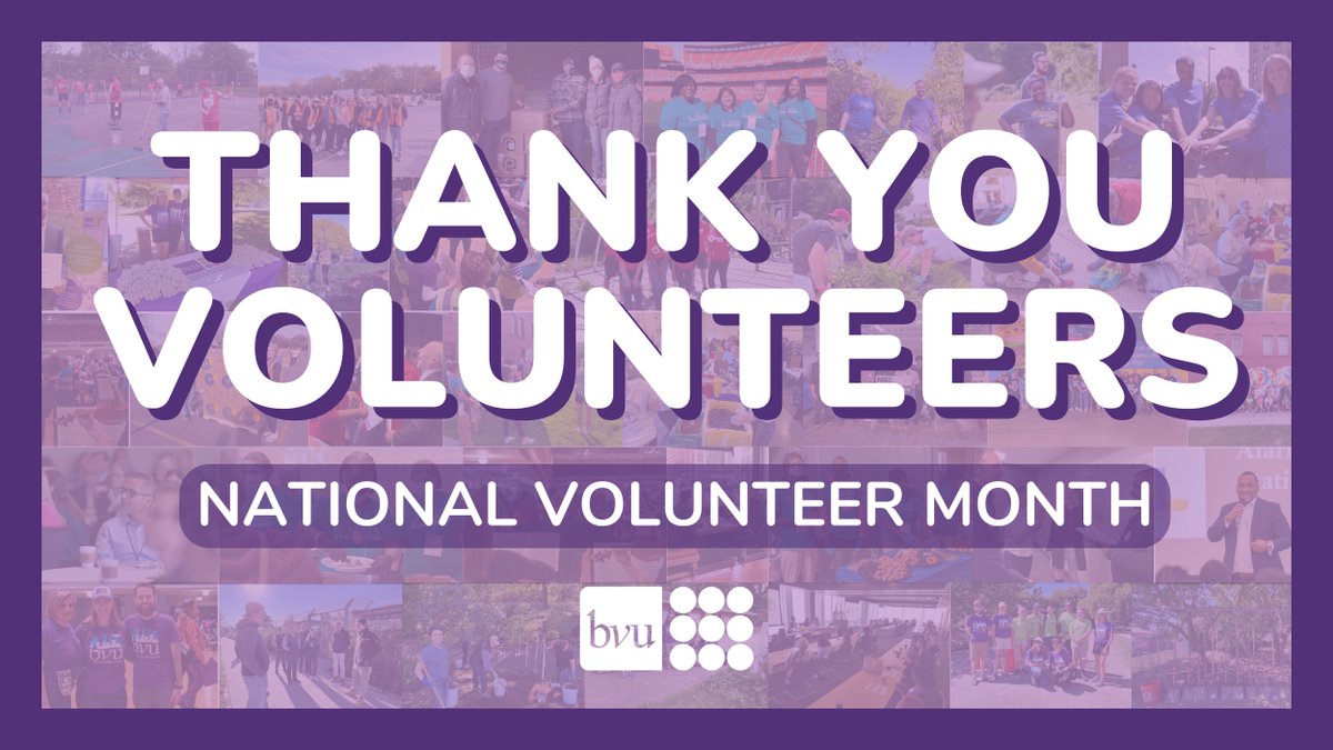 April is National Volunteer Month! 

Volunteers are the heart and soul of BVU. Every hour you spend, every smile you share, and every act of service you perform builds a brighter future and makes our community a better place. 🙌🌍❤️

#NationalVolunteerMonth #ThankYouVolunteers