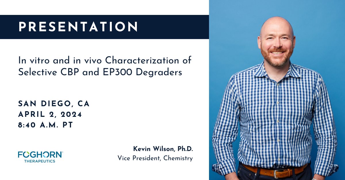 Join us at @CHI_Healthtech’s 7th Annual Degraders & Molecular Glues Meeting for a presentation on our selective CBP and selective EP300 programs to learn about our progress in optimizing these degraders. See the program: bit.ly/43EJkUg