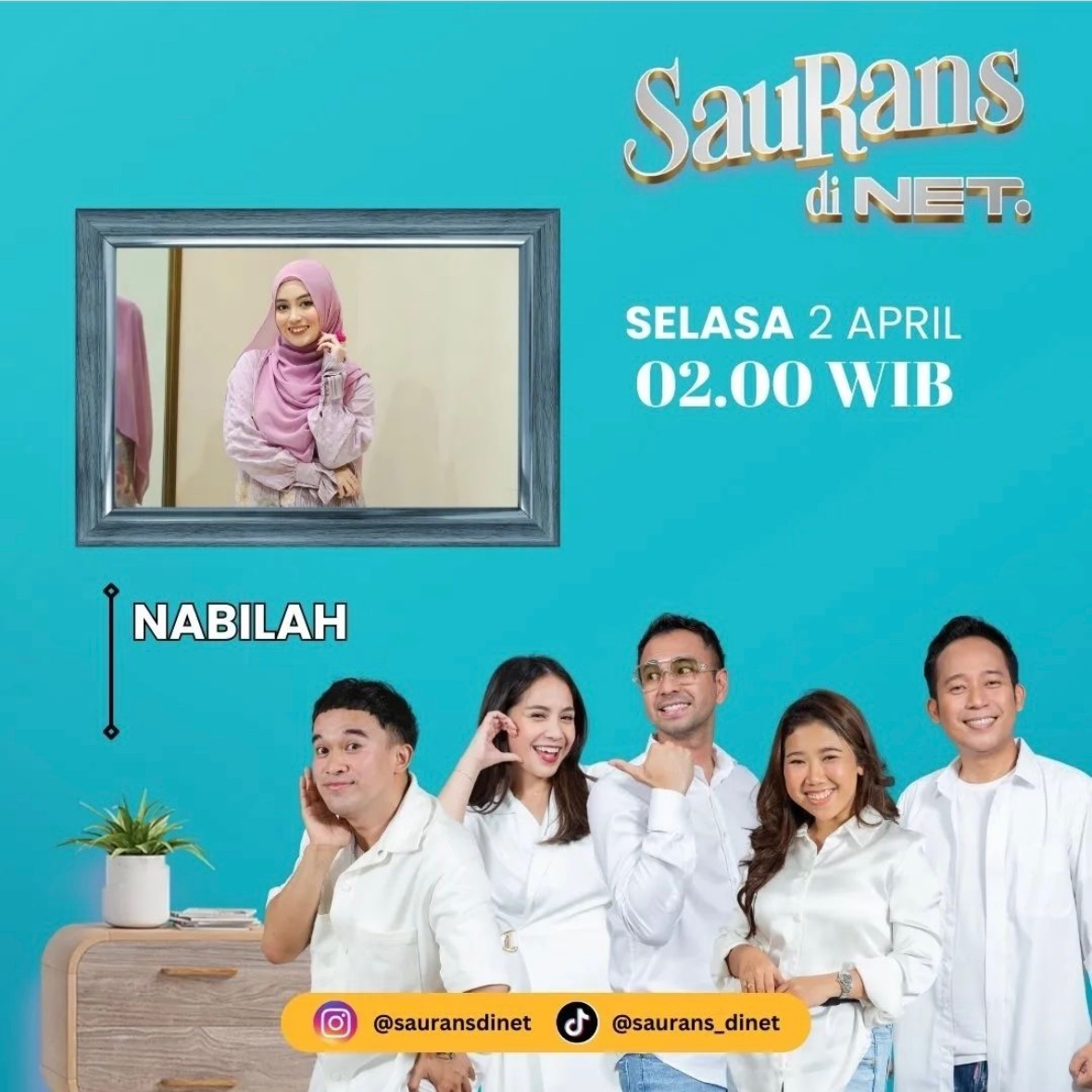 Assalamualaikum temen2 semua InshaAllah sahur nanti malam aku akan hadir di SauRans NET TV. Jangan lupa nonton ya🫶🏻☺️