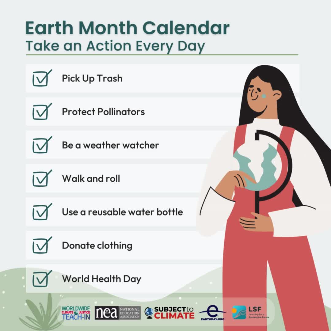 Kick off #EarthMonth by exploring our Earth Month Calendar!🌍 With 22 days to #EarthDay, dive into daily themes from pollinators to sustainability. Let’s empower our students to make a difference. 📅🌱 bit.ly/48xT4jP @subjecttoclimat @NEAToday @LSF_LST @worldwideTI