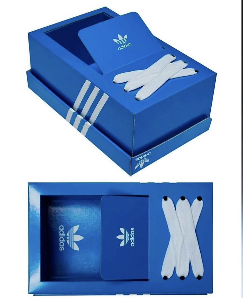 ⭕️A través de la plataforma Complex, conocida por tener lanzamientos exclusivos de zapatillas,confirmaron que Adidas ha subido fotografías de los nuevos modelos en forma de cajas.

👉🏻Los sneakers consisten en la forma de la ya tradicional caja color azul con las franjas blancas…