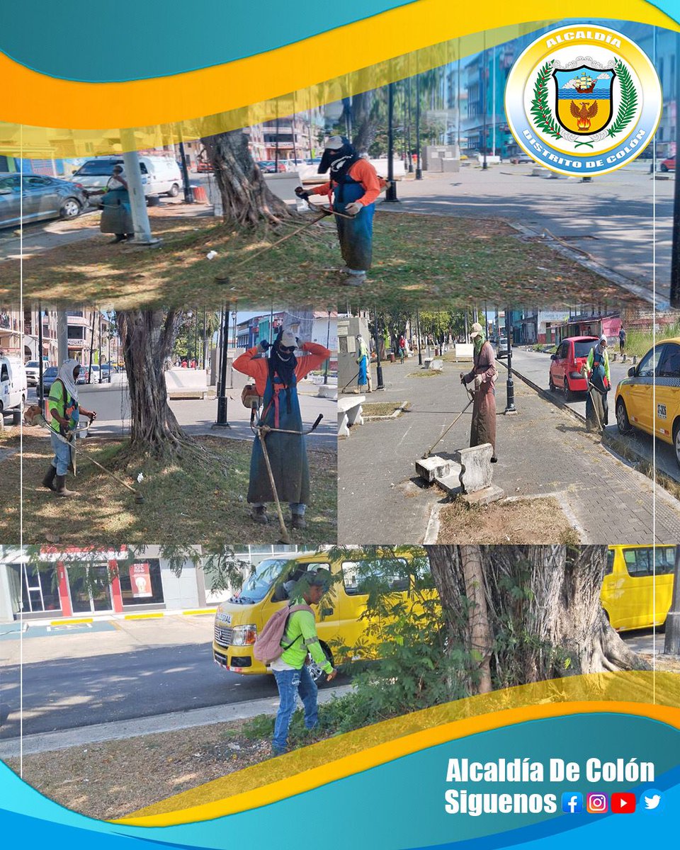 El departamento de áreas verdes del Municipio de Colón,  continúa trabajando en el mantenimiento de los parques.
Hacemos un llamado a la comunidad a no tirar basura en las calle, porque no ensuciar también es limpiar