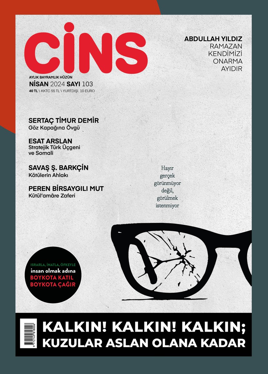 CinsDergi's tweet photo. Cins Nisan sayısı çıktı! 

Her zaman olduğu gibi 'insanın konusu nedir?' diye soruyoruz. Cevabı verilmese bile çoğu soru gibi kıymetli. Kendiliğinden ‘cevap doğurucu’ bir yönü var. Tüm sorular gibi kıymetli, tüm sorular gibi rahatsız edici. Nedir konumuz? Ne olmalıdır? Elimizdeki iş nedir, neye evrilmelidir?

Cins'i satın almak ya da abone olmak için @BirlikteOnline  👈