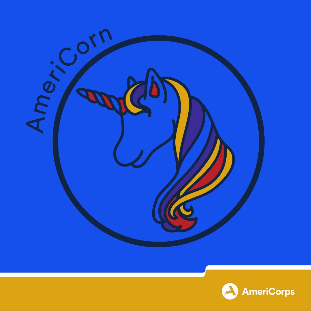 From the forest to your local community, there’s a new face of service. Introducing AmeriCorn, the new AmeriCorps mascot! Like the majestic unicorn, we stand tall in the face of adversity, stick together and #GetThingsDone for our people. Learn more. ➡️ #AprilFools
