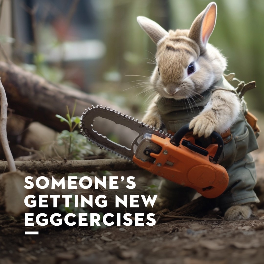 Many things can change over the course of one year &amp; the easter bunny seems to have picked up a new hobby for sure. 🐰
Of course, this is only a little April fool's joke created with AI. We are not letting any cute bunnies operate a chainsaw. As you know: Safety first, always!