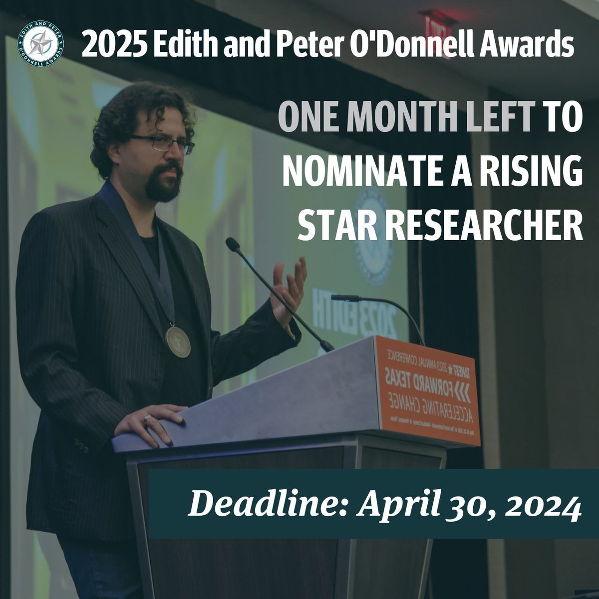 There is only one month left to nominate for the 2025 Edith and Peter O’Donnell Awards. Don’t miss this opportunity to recognize the outstanding achievements of a rising star Texas researcher today. Learn More: buff.ly/3KrHQ7E