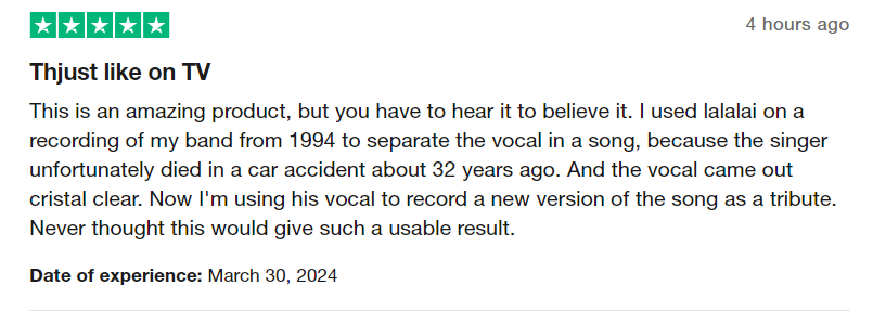 ai_lalal's tweet image. 🙌 Shoutout to our fantastic users for their incredible feedback on #Trustpilot! Your #support fuels our passion to keep improving. Check out other reviews here: trustpilot.com/review/lalal.ai

#Lalalai #UserFeedback #Trustpilot
