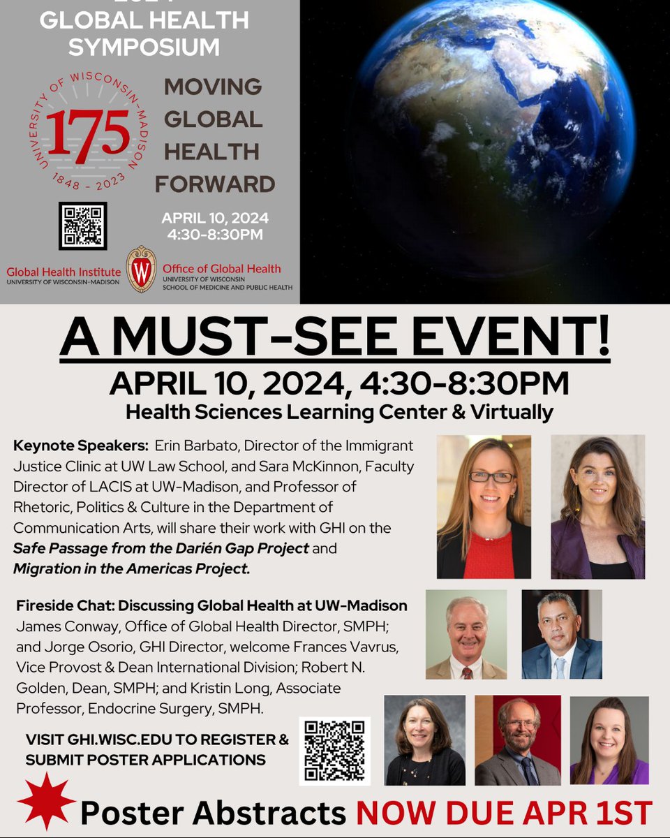 Poster abstracts for the 2024 Global Health Symposium are due TODAY! Don't miss your chance to learn more about the future of global health at UW-Madison. Event is both in-person & virtual. Register and submit posters with links from our website: ghi.wisc.edu