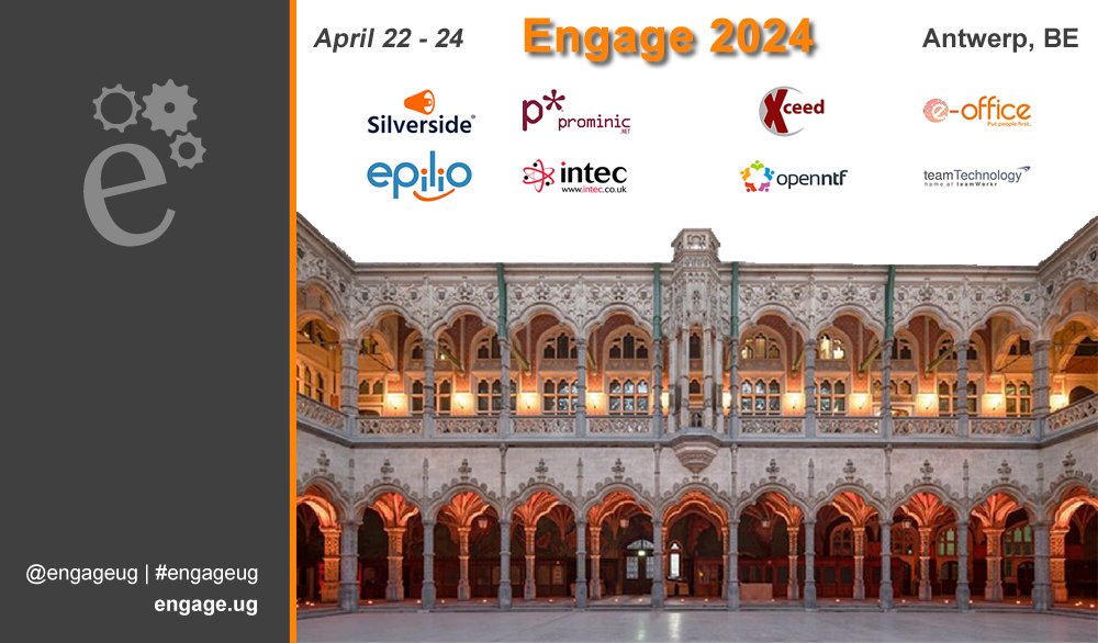 ℮ engage.ug ⚙️ (@engageug@mas.to) (@engageug) on Twitter photo 🌟 Thank you to all our Bronze sponsors:
<a href="/silverside_nl/">Silverside - user adoption voor Office 365 & HCL</a>, <a href="/prominic/">Prominic.NET</a>, <a href="/Xceed_be/">Xceed</a> , <a href="/e_office_com/">e-office.com</a> , <a href="/EpilioUC/">Epilio</a> , <a href="/Intec_Systems/">Intec Systems</a> , <a href="/openntf/">OpenNTF</a> , <a href="/TTteamWorkr/">teamWorkr</a>
#engageug #ChartingNewHorizons
It's not too late to register, but hurry!
engage.ug/attend 🌟 Thank you to all our Bronze sponsors:
<a href="/silverside_nl/">Silverside - user adoption voor Office 365 & HCL</a>, <a href="/prominic/">Prominic.NET</a>, <a href="/Xceed_be/">Xceed</a> , <a href="/e_office_com/">e-office.com</a> , <a href="/EpilioUC/">Epilio</a> , <a href="/Intec_Systems/">Intec Systems</a> , <a href="/openntf/">OpenNTF</a> , <a href="/TTteamWorkr/">teamWorkr</a>
#engageug #ChartingNewHorizons
It's not too late to register, but hurry!
engage.ug/attend
