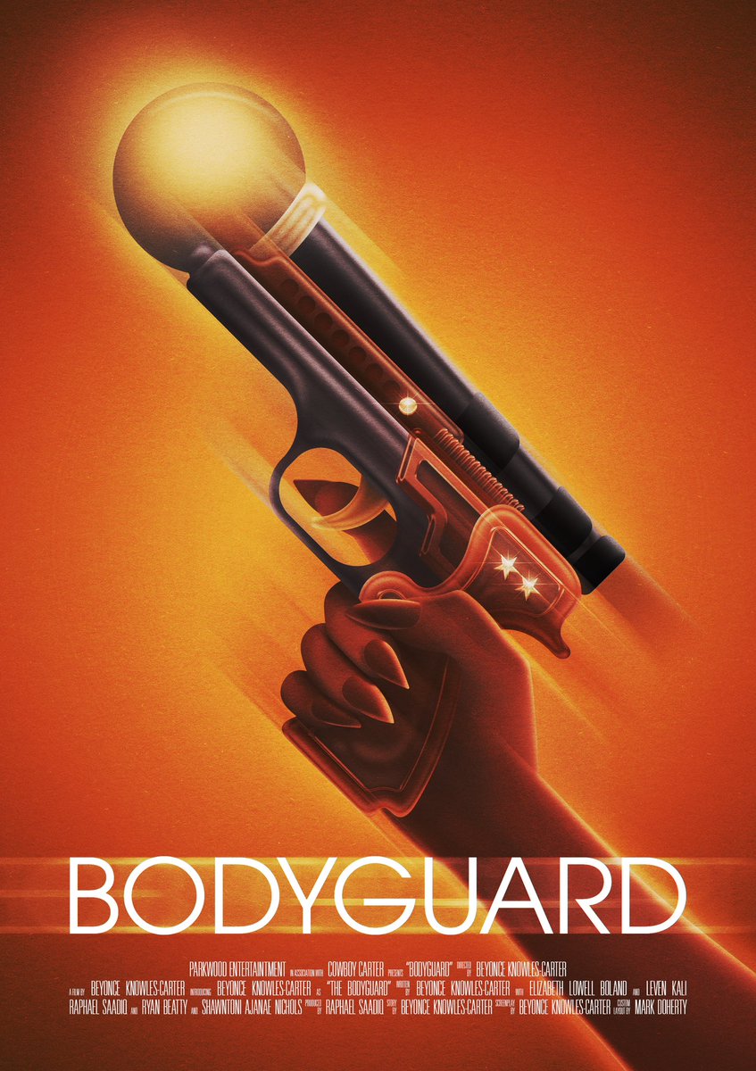 ohfourtwoseven's tweet photo. Another ‘80s inspired @Beyonce poster. This time for ‘Bodyguard’ from #COWBOYCARTER  — @parkwood @amakadsi https://t.co/Vu6eF58zND