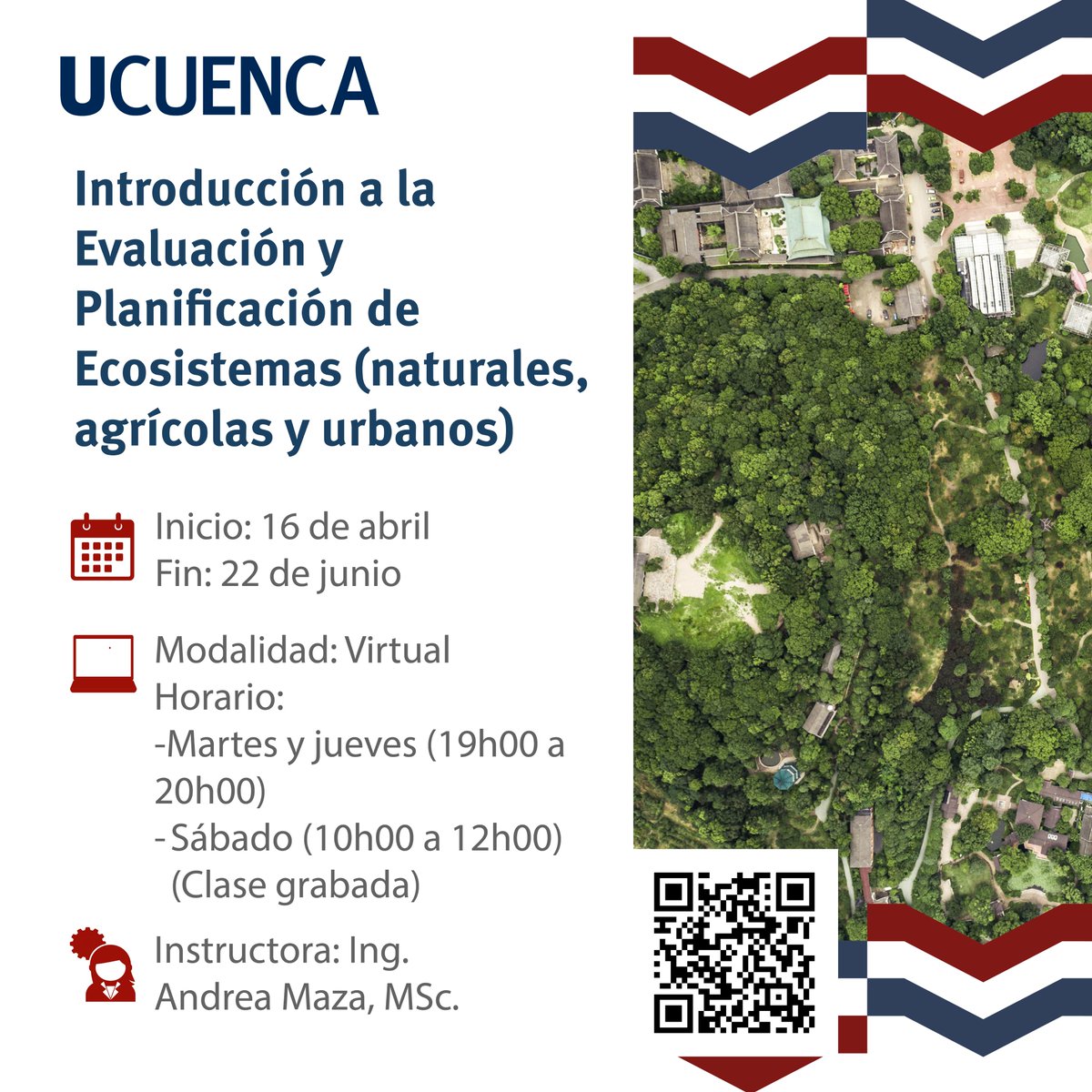 📢Te invitamos a participar en el curso virtual “Introducción a la Evaluación y Planificación de Ecosistemas (naturales, agrícolas y urbanos)” dirigido para estudiantes de ingeniería ambiental, agronomía y biología; o profesionales interesados en el manejo de recursos naturales.