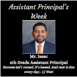 Join me in celebrating National Assistant Principals Week, April 1-5. A huge shoutout of appreciation to Mr. Isaac for all that you do! #APWeek24 Unase a mi para celebrar la Semana Nacional de Subdirectores, Abril 1-5! Un enorme agradecimiento ak Sr. Isaac por todo lo que hace!