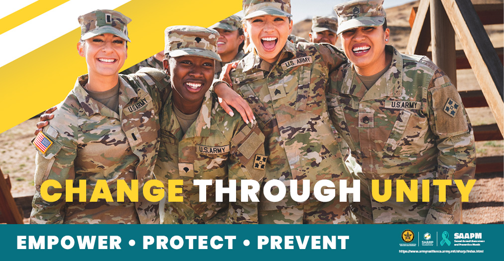 April is Sexual Assault Awareness and Prevention Month #SAAPM. This year’s theme, “Change Through Unity. Empower. Protect. Prevent.,” encompasses our collective strength to inspire trust and courage, enabling the Army community to thrive. Learn more: armyresilience.army.mil/SAAPM-2024/ind…