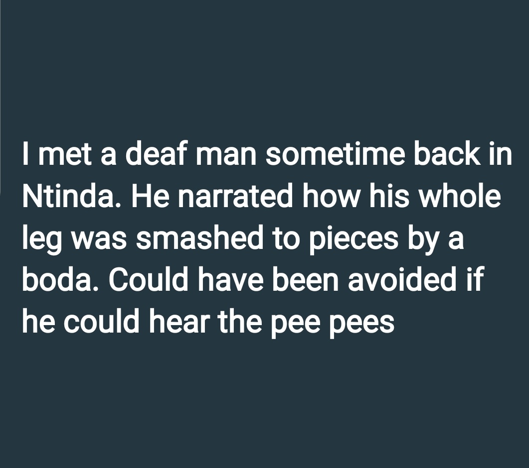 How can one tell these ruthless riders and drivers that we have the #Deaf on the streets or even the #Deafblind, I mean this is so bad like what!!!!😞😞 #awareness @GloriaHindu @LftWUG @thedeafguyy @AlexOgwal5