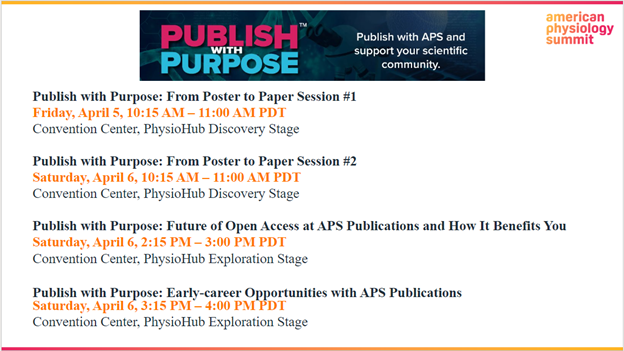 ➡️Attending #APS2024? Don’t miss @APSPublications #PublishWithPurpose sessions happening in the @APSphysiology PhysioHub! ow.ly/CZCZ50R1O9m